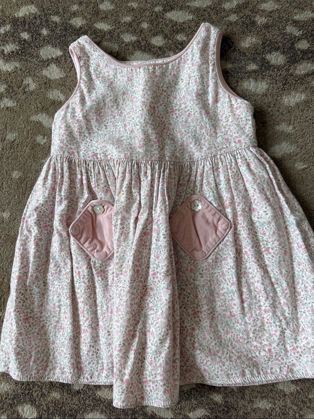 Girls Light Pink Floral Pocket Dress - Casual Cotton Sundress